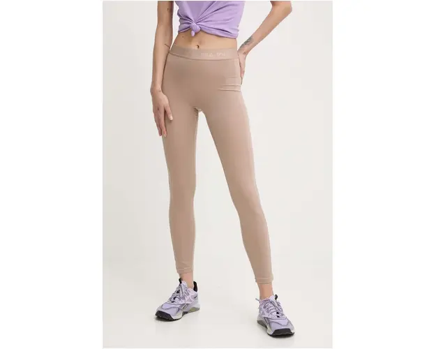Fila leggins de alergare Roses culoarea maro, neted, FAW0705