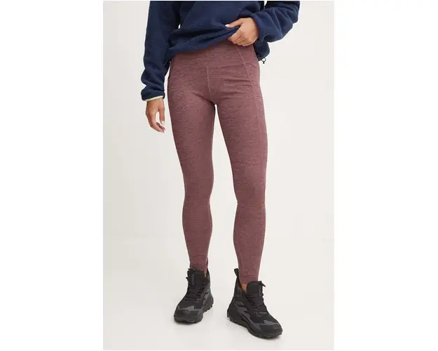 Columbia leggins sport Move femei, culoarea bordo, melanj