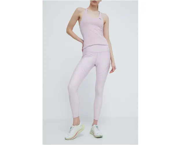 Puma leggins de alergare Ultraform culoarea roz, cu imprimeu, 524970