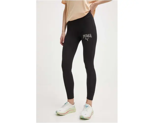Puma colanti SQUAD femei, culoarea negru, cu imprimeu, 677900