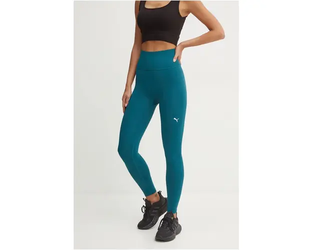 Puma leggins de antrenament Shapeluxe Seamless culoarea verde, neted, 524360