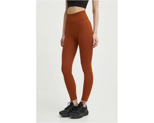 Puma leggins de antrenament Shapeluxe Seamless culoarea maro, neted, 524360