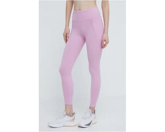 Reebok leggins de antrenament LUX COLLECTION culoarea roz, neted