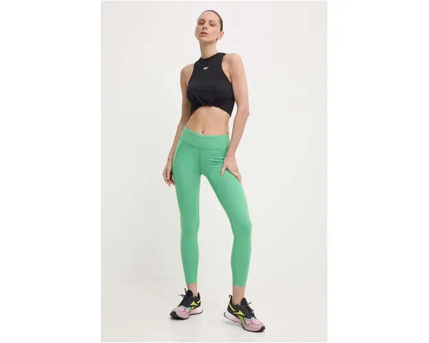 Reebok leggins de antrenament Lux culoarea verde, neted, 100076188