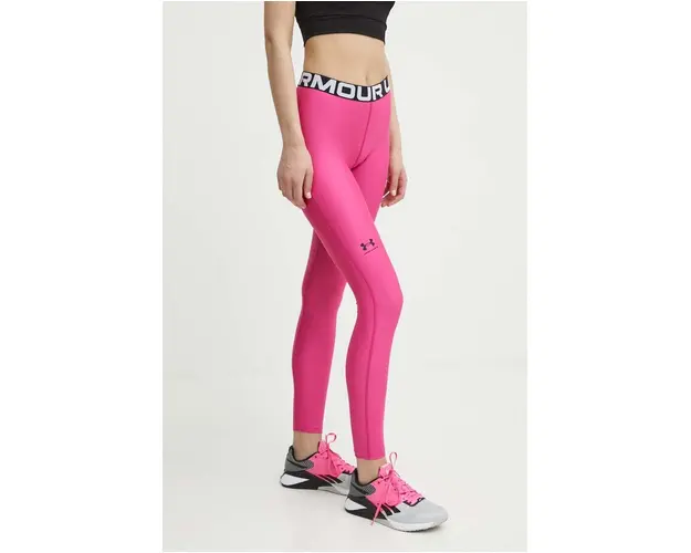 Under Armour leggins de antrenament HG Authentics culoarea roz, cu imprimeu, 1383559