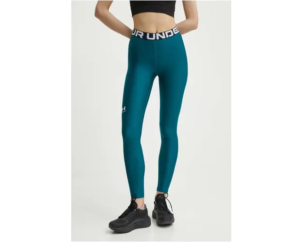 Under Armour leggins de antrenament HG Authentics culoarea verde, cu imprimeu, 1383559