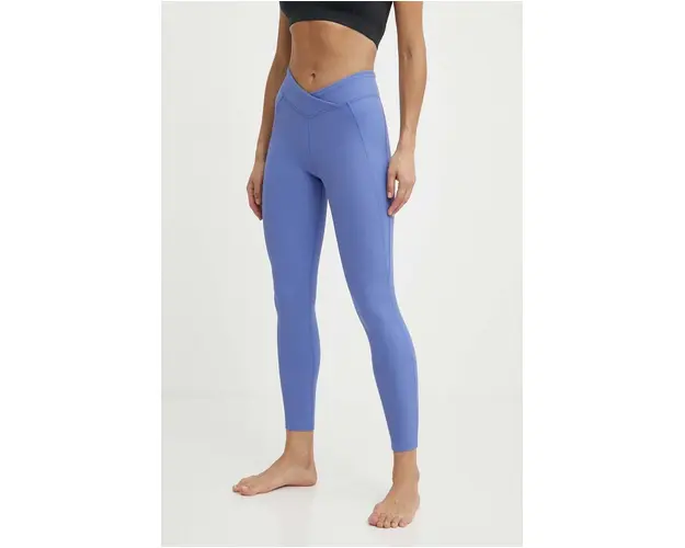 Reebok jambiere de yoga Lux Studio Rib culoarea violet, neted, 100076344