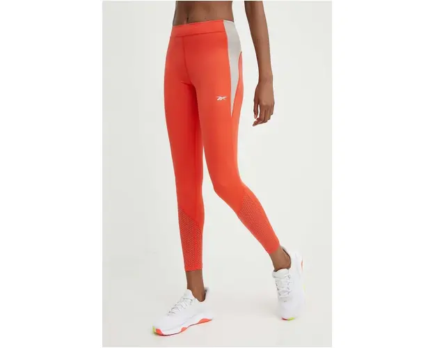 Reebok leggins de alergare Vector culoarea portocaliu, neted, 100076054