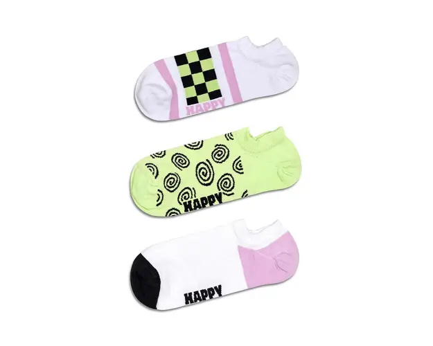 Happy Socks sosete Checked Stripe No Show Socks 3-pack