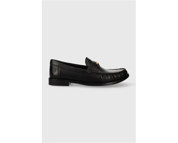 Coach mocasini de piele Jolene femei, culoarea negru, cu toc plat, CK017