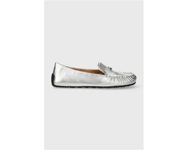 Coach mocasini de piele Ronnie femei, culoarea argintiu, cu toc plat, CP916