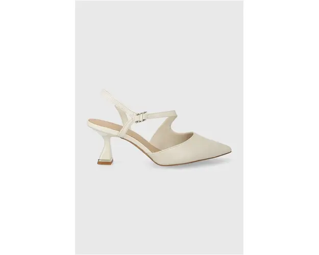 Aldo pantofi de piele SEVILLA culoarea bej, cu toc drept, cu toc deschis