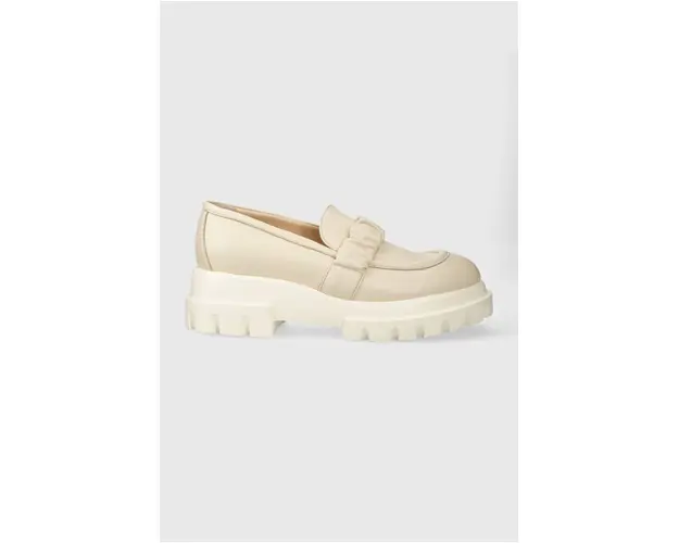 AGL mocasini de piele CELESTE femei, culoarea bej, cu platforma, D756026PGKA076G107