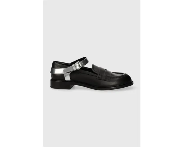 AGL mocasini de piele OLIVIA femei, culoarea negru, cu toc plat, D835024PDK76601720