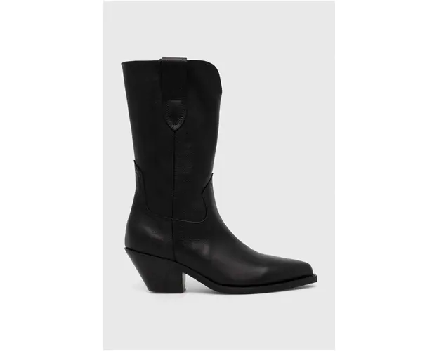 Copenhagen cizme de cowboy din piele intoarsa CPH237 femei, culoarea negru, cu toc drept