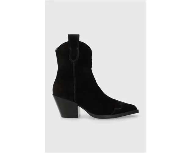 Copenhagen cizme de cowboy din piele intoarsa CPH238 suede femei, culoarea negru, cu toc drept