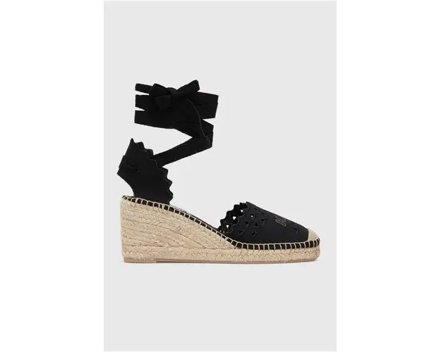 Karl Lagerfeld espadrile KAMINI MID femei, culoarea negru, toc pana, KL32206