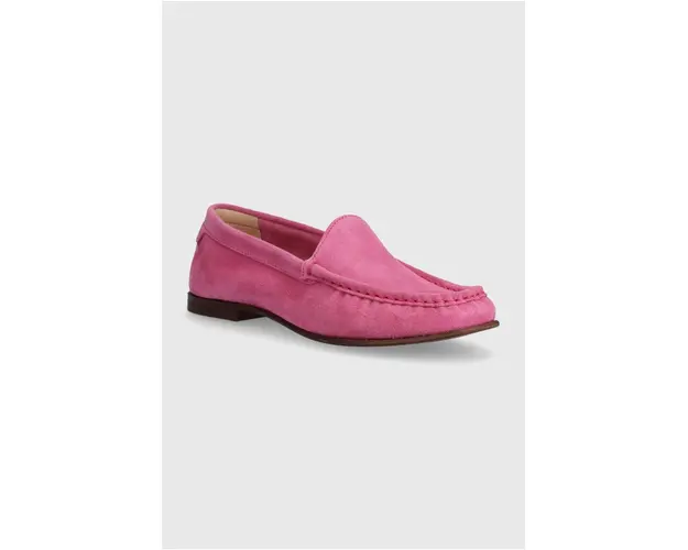 Gant mocasini din piele intoarsa Kellie femei, culoarea roz, cu toc plat, 28573566.G597