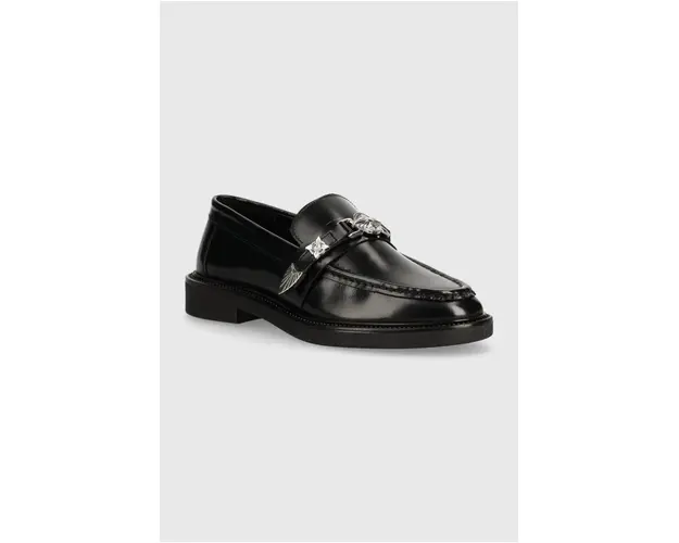 Steve Madden mocasini de piele Lazarus femei, culoarea negru, cu toc plat, SM11002944