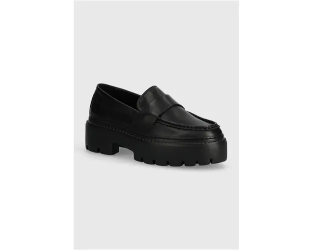 Marc O'Polo mocasini de piele femei, culoarea negru, cu platforma, 40118203201100 NN2M3071