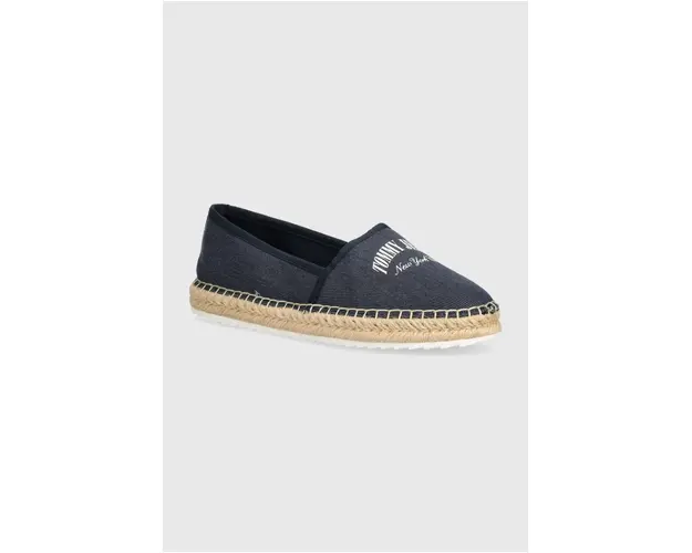 Tommy Jeans espadrile TJW VARSITY ESPADRILLE culoarea albastru marin, EN0EN02470