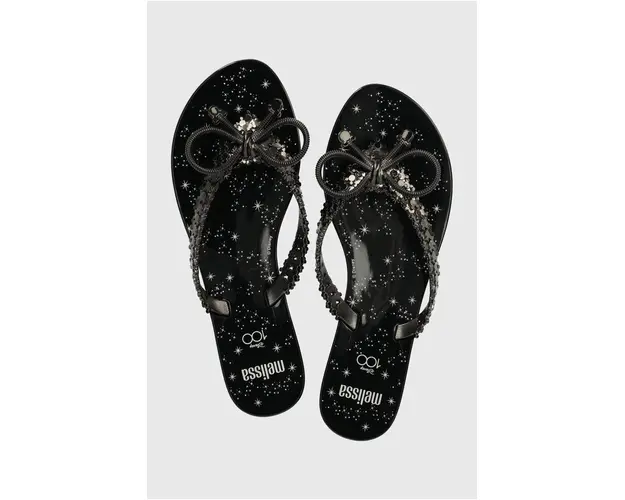 Melissa slapi MELISSA HARMONIC CHROME + DISNEY femei, culoarea negru, cu toc plat, M.35754.V098