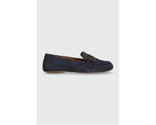 Geox mocasini din piele intoarsa D PALMARIA femei, culoarea albastru marin, cu toc plat, D45MUJ 00021 C4002
