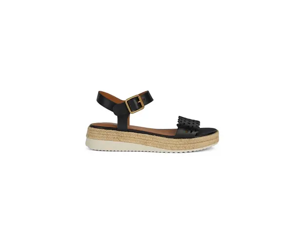 Geox sandale de piele D EOLIE femei, culoarea negru, toc pana, D45SRA 00043 C9999