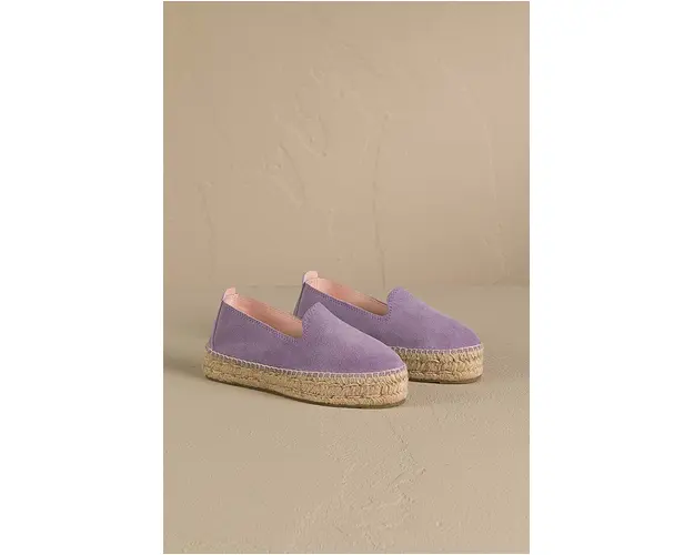 Manebi espadrile din piele intoarsa Hamptons Double Sole Espadrilles culoarea violet, cu platforma, R 6.3 D0