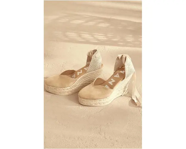 Manebi espadrile Hamptons Heart-Shaped Wedge Espadrilles culoarea bej, toc pana, M 1.1 WH