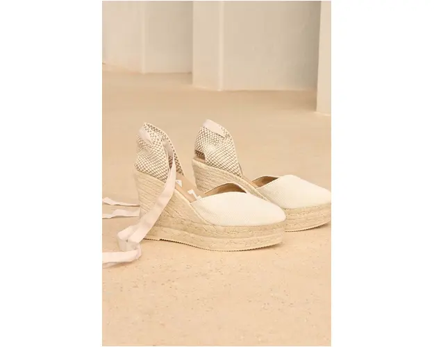 Manebi espadrile La Havana Heart-Shaped Wedge Espadrilles culoarea alb, toc pana, O 7.0 WH