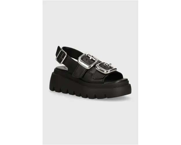 Steve Madden sandale de piele Transporter femei, culoarea negru, cu platforma, SM11003060