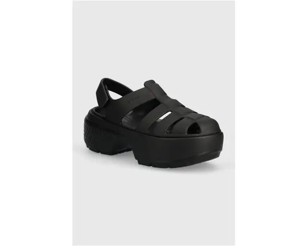 Crocs sandale Stomp Fisherman Sandal femei, culoarea negru, cu platforma, 209938
