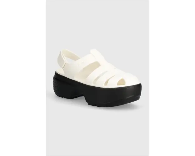 Crocs sandale Stomp Fisherman Sandal femei, culoarea alb, cu platforma, 209938