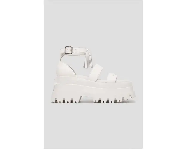 Naked Wolfe sandale de piele Dare femei, culoarea alb, cu platforma