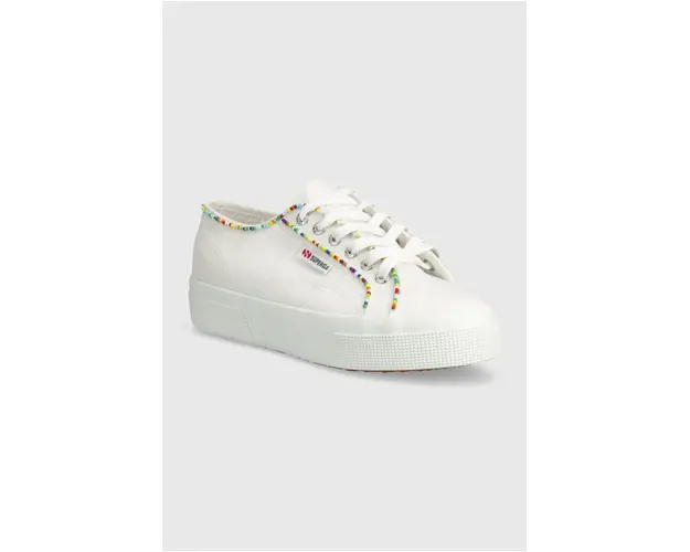 Superga tenisi 2740 MULTICOLOR BEADS femei, culoarea alb, S4131FW