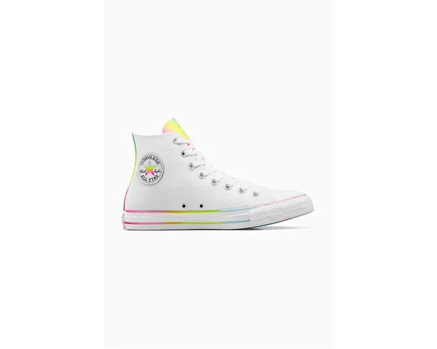 Converse tenisi Chuck Taylor All Star Hi Pride femei, culoarea alb, A10216C