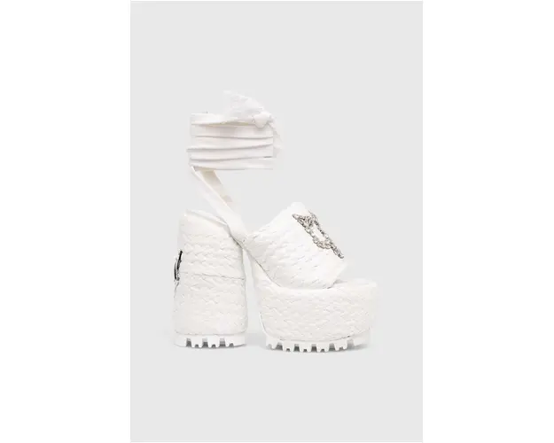 Naked Wolfe sandale culoarea alb, Beach Raffia White