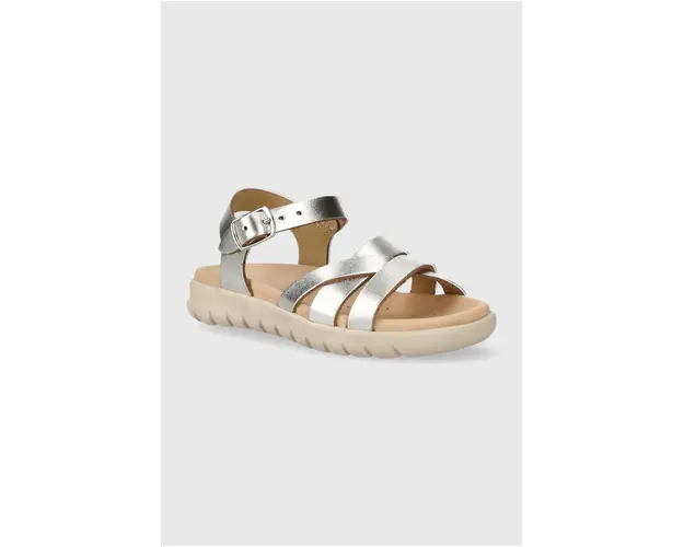 Geox sandale din piele pentru copii SANDAL SOLEIMA culoarea argintiu