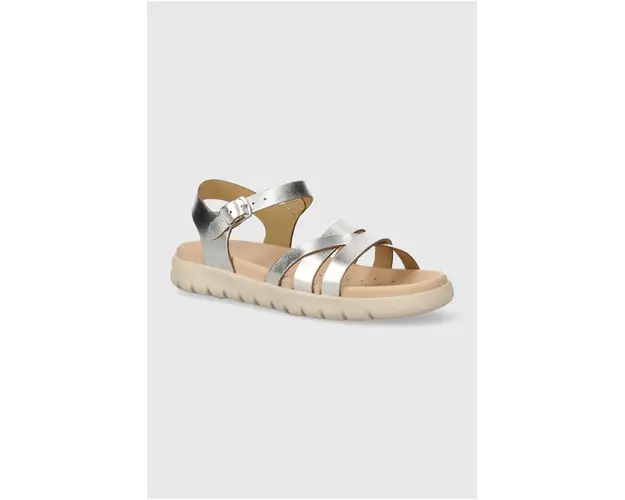 Geox sandale din piele pentru copii SANDAL SOLEIMA culoarea argintiu