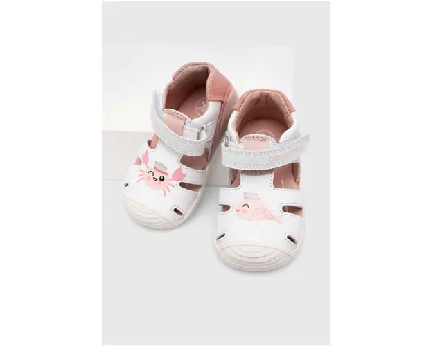 Biomecanics sandale din piele pentru copii culoarea alb