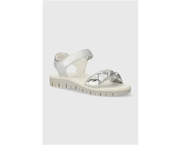 Primigi sandale din piele pentru copii culoarea argintiu
