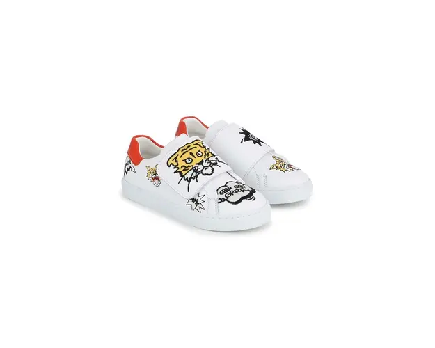 Kenzo Kids tenisi din piele copii culoarea alb