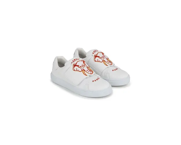 Kenzo Kids tenisi din piele copii culoarea alb