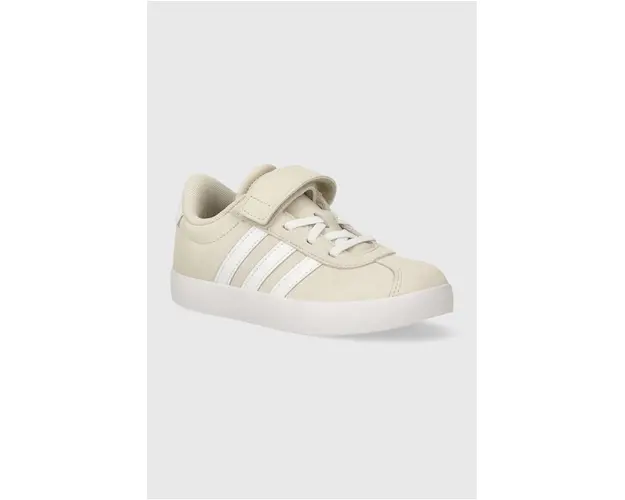 adidas sneakers de piele intoarsa pentru copii VL COURT 3.0 EL C culoarea bej
