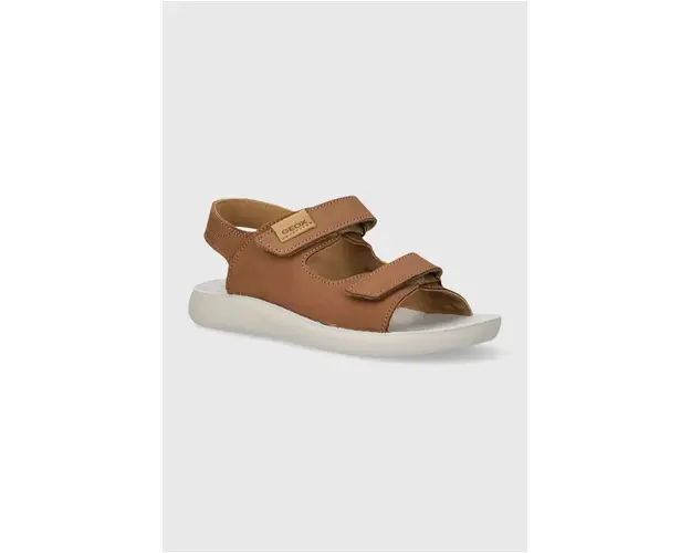 Geox sandale din nabuc pentru copii SANDAL LIGHTFLOPPY culoarea maro