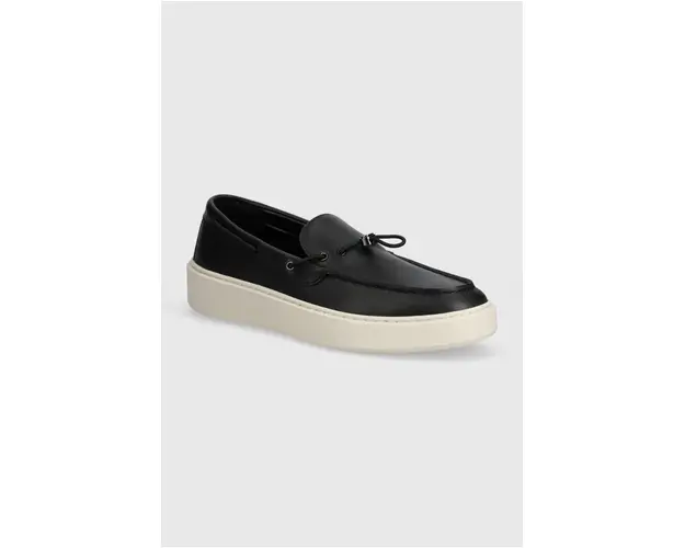 Karl Lagerfeld mocasini de piele FLINT II barbati, culoarea negru, KL53314