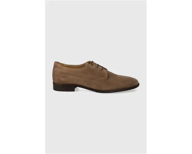 BOSS pantofi de piele intoarsa Colby barbati, culoarea bej, 50516599