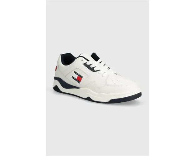 Tommy Jeans sneakers TJM LOGO EXECUTION BASKET culoarea alb, EM0EM01379