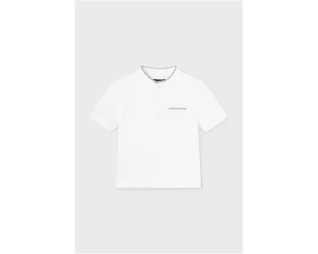 Mayoral tricou polo pentru copii culoarea alb, neted